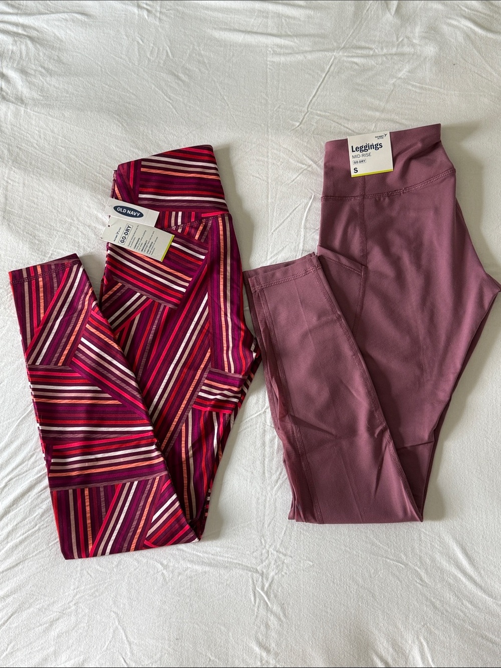 Old Navy Pink Striped & Mauve High-Rise Leggings Set of 2